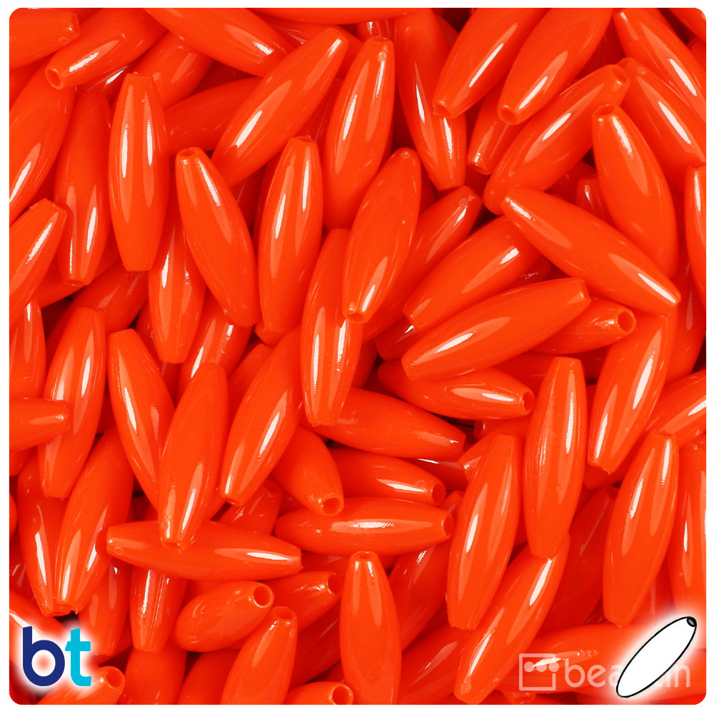 Dark Orange Opaque 19mm Spaghetti Plastic Beads (150pcs)