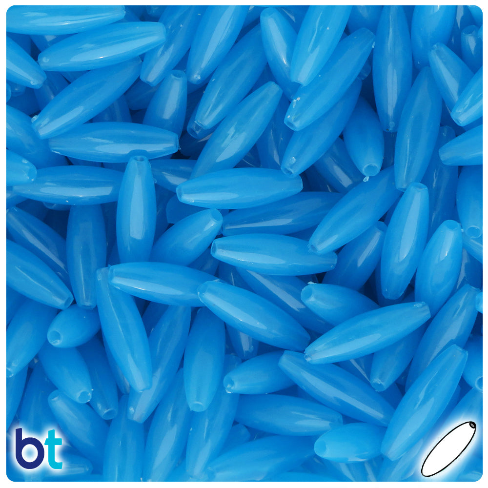 Blue Glow 19mm Spaghetti Plastic Beads (150pcs)