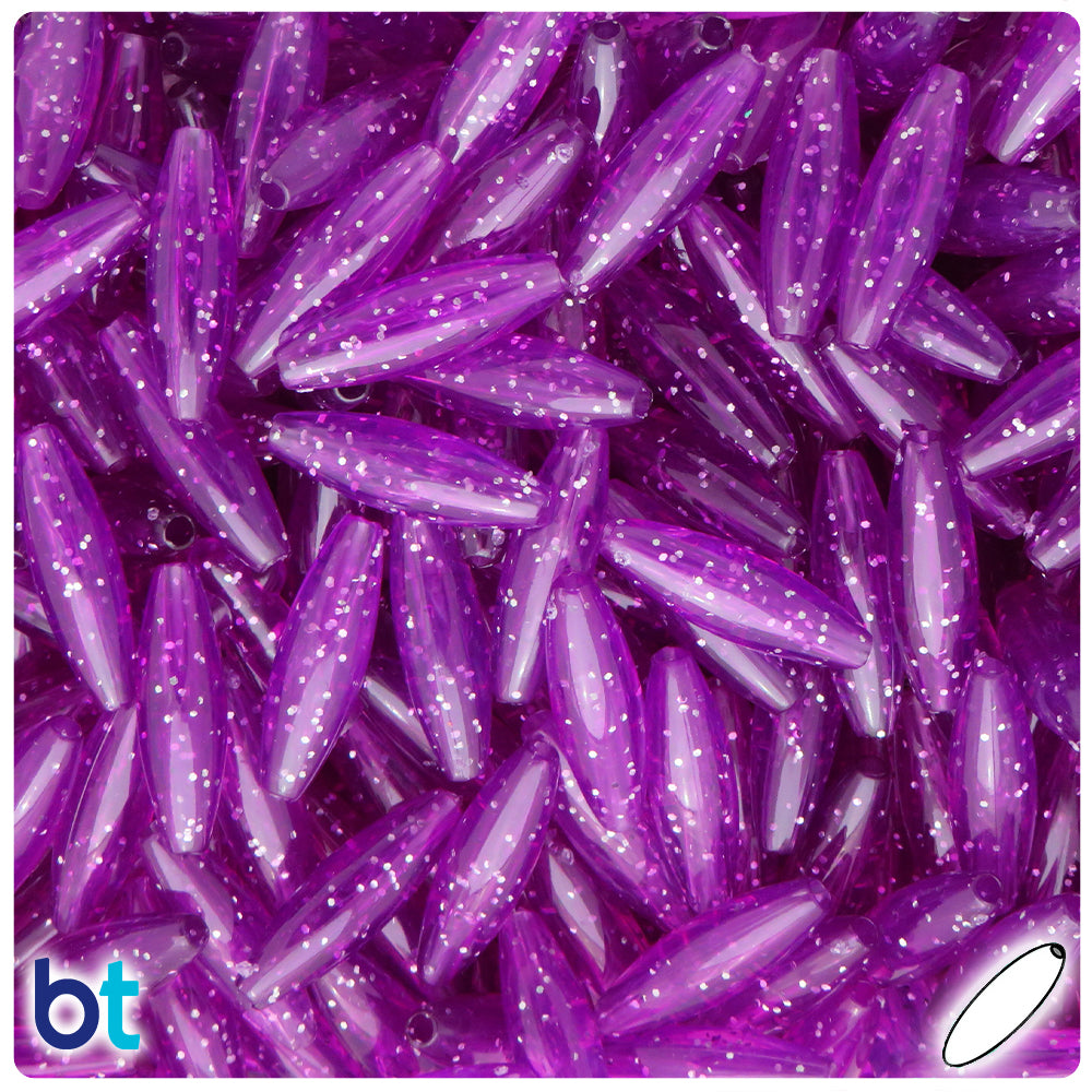 Lilac Sparkle 19mm Spaghetti Plastic Beads (150pcs)