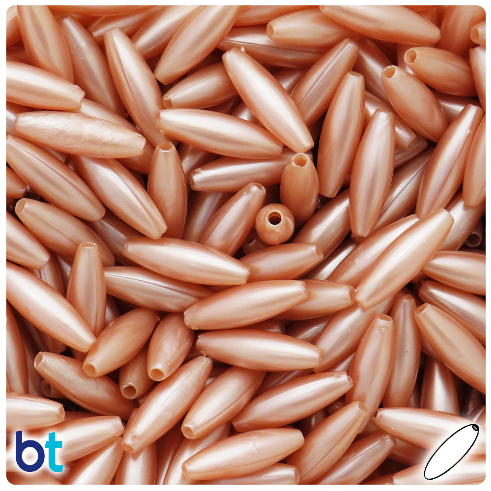 Peach Pearl 19mm Spaghetti Plastic Beads (150pcs)