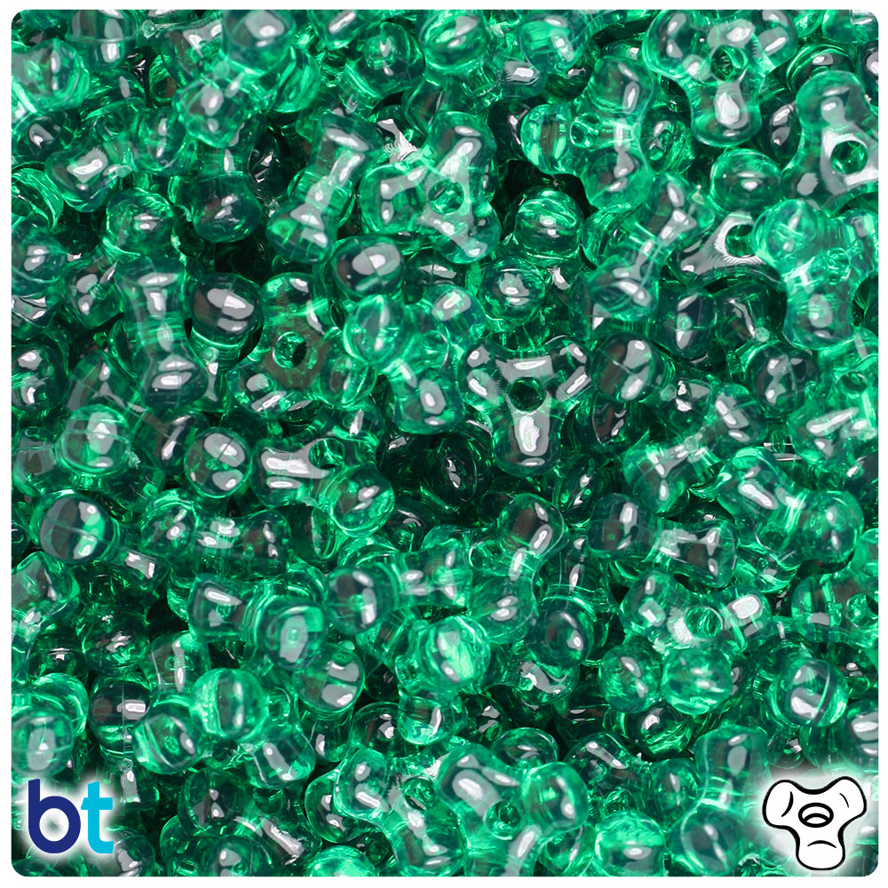 Emerald Transparent 11mm TriBead Plastic Beads (500pcs)