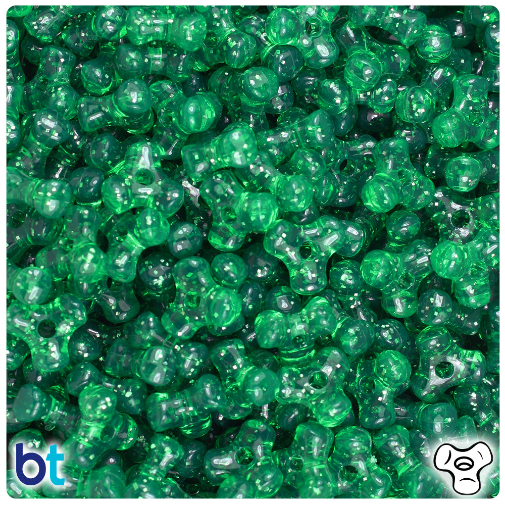Emerald Sparkle 11mm TriBead Plastic Beads (500pcs)