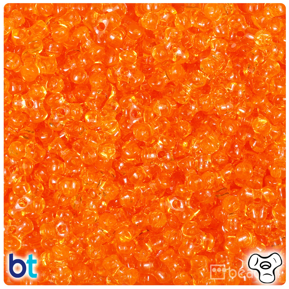Orange Transparent 11mm TriBead Plastic Beads (500pcs)