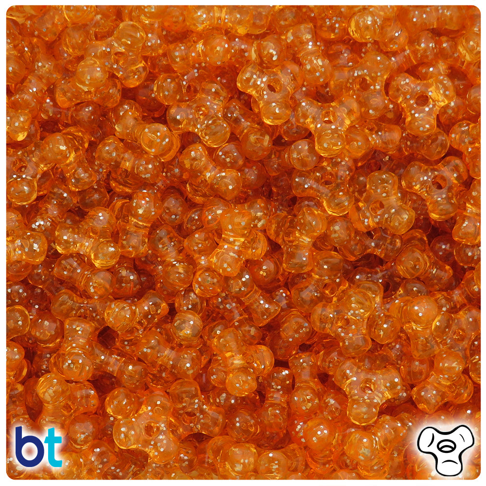 Orange Sparkle 11mm TriBead Plastic Beads (500pcs)