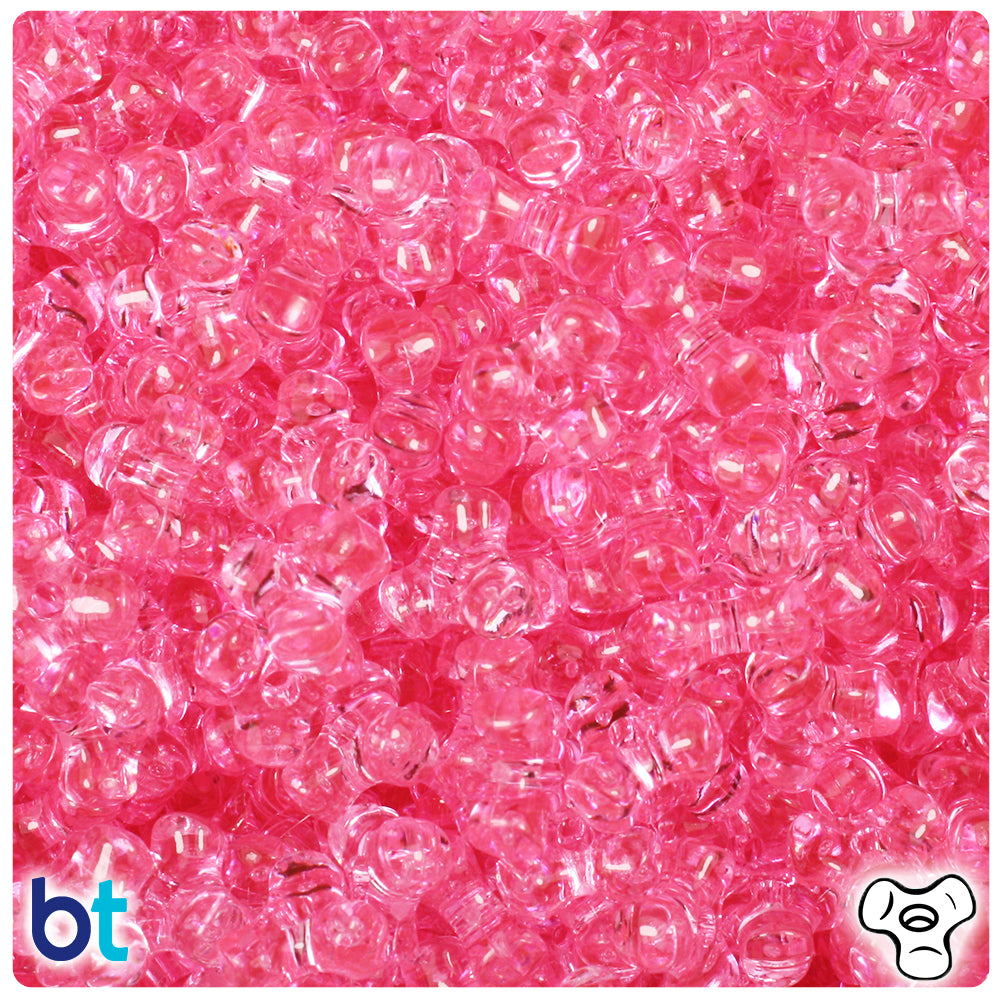 Pink Transparent 11mm TriBead Plastic Beads (500pcs)