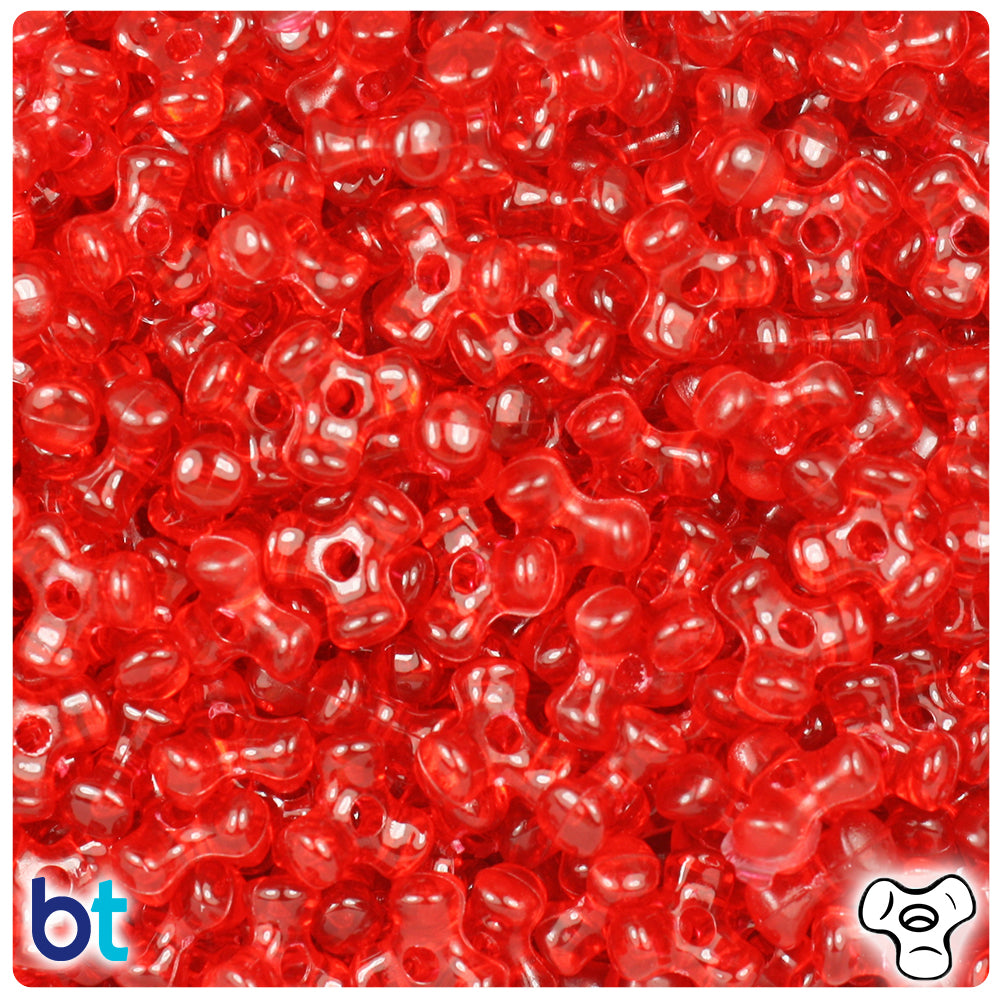 Ruby Transparent 11mm TriBead Plastic Beads (500pcs)