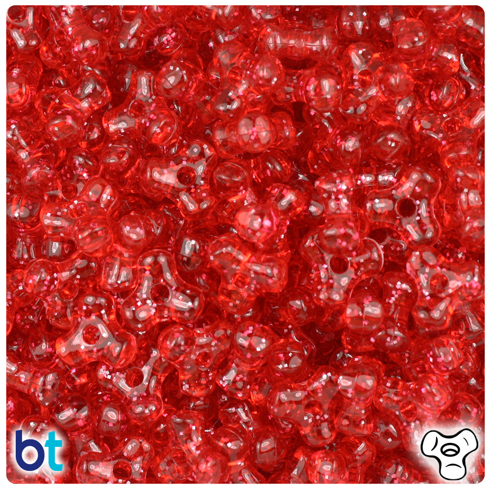 Ruby Sparkle 11mm TriBead Plastic Beads (500pcs)
