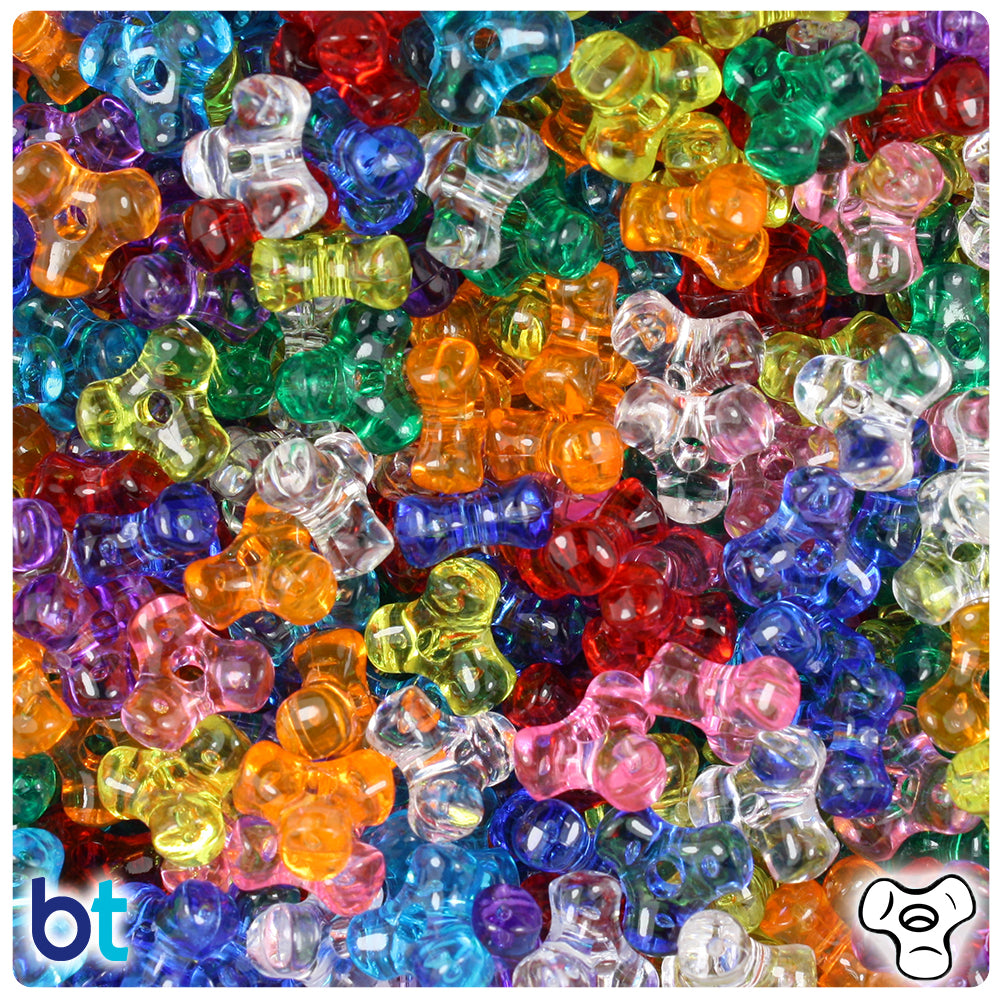 Transparent Mix 11mm TriBead Plastic Beads (500pcs)