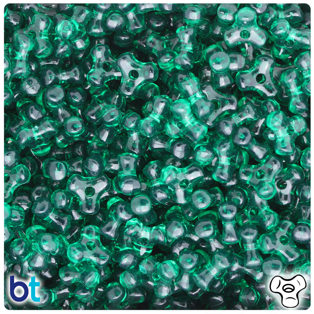 Forest Green Transparent 11mm TriBead Plastic Beads (500pcs)