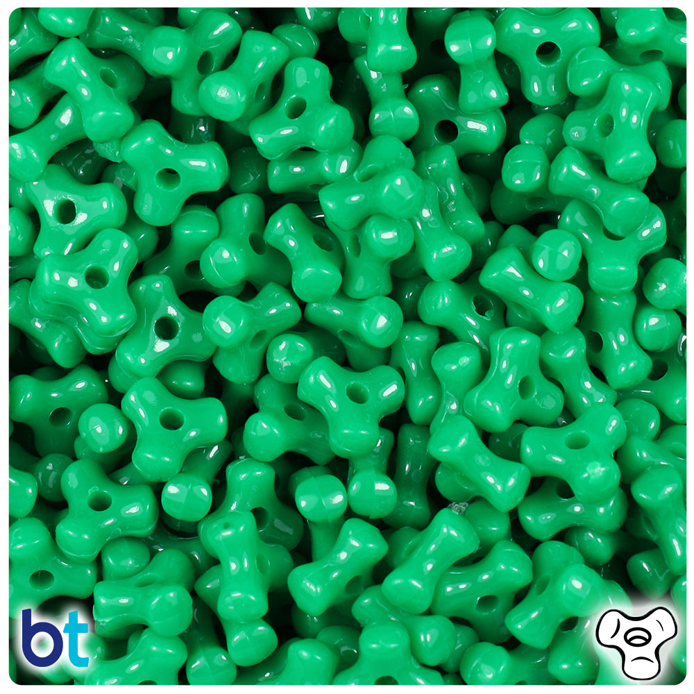 Green Opaque 11mm TriBead Plastic Beads (500pcs)
