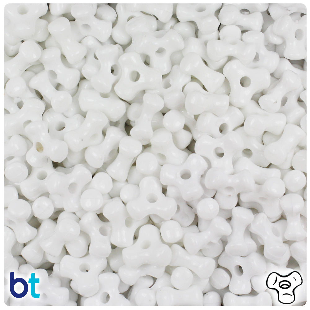 White Opaque 11mm TriBead Plastic Beads (500pcs)