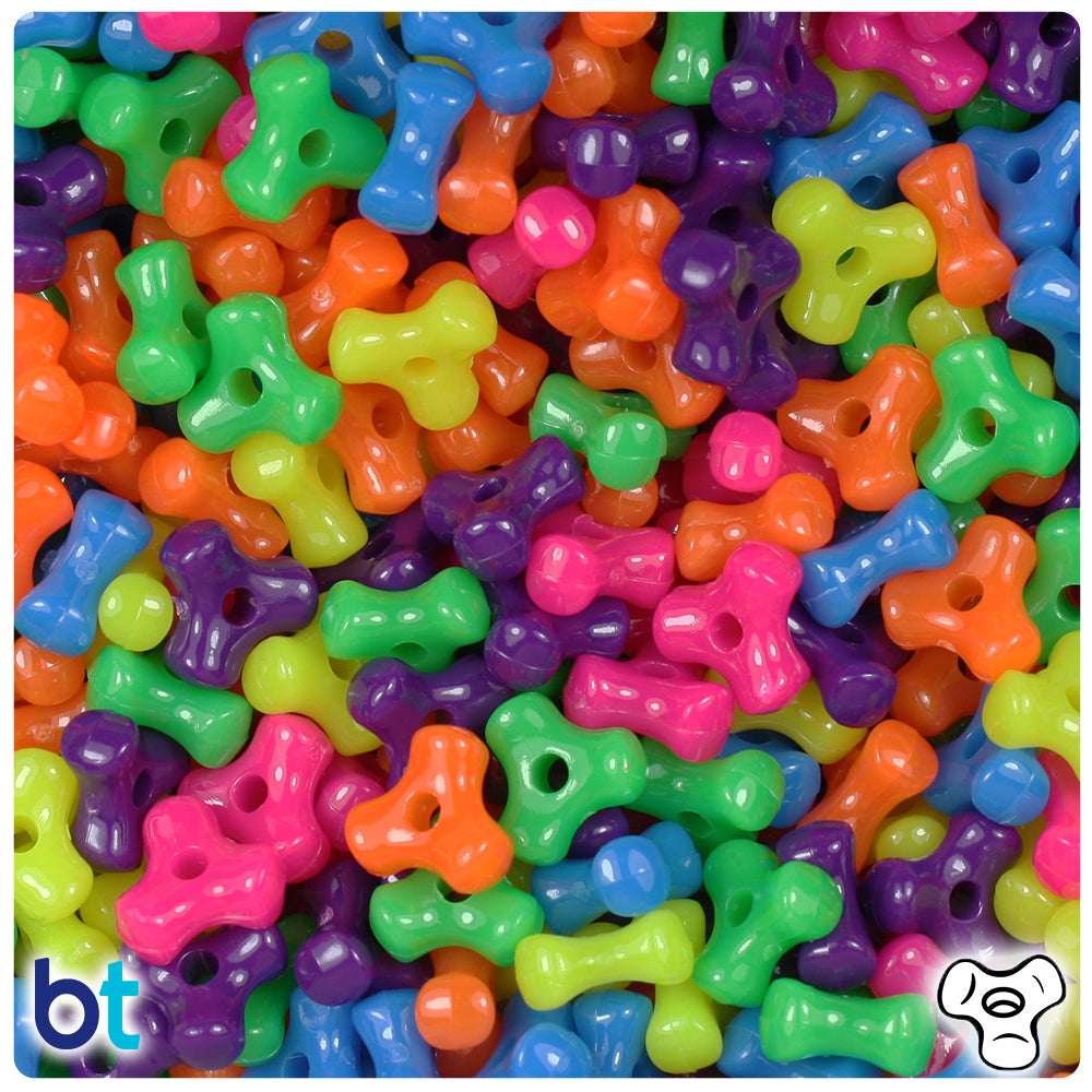 Neon Bright Mix 11mm TriBead Plastic Beads (500pcs)