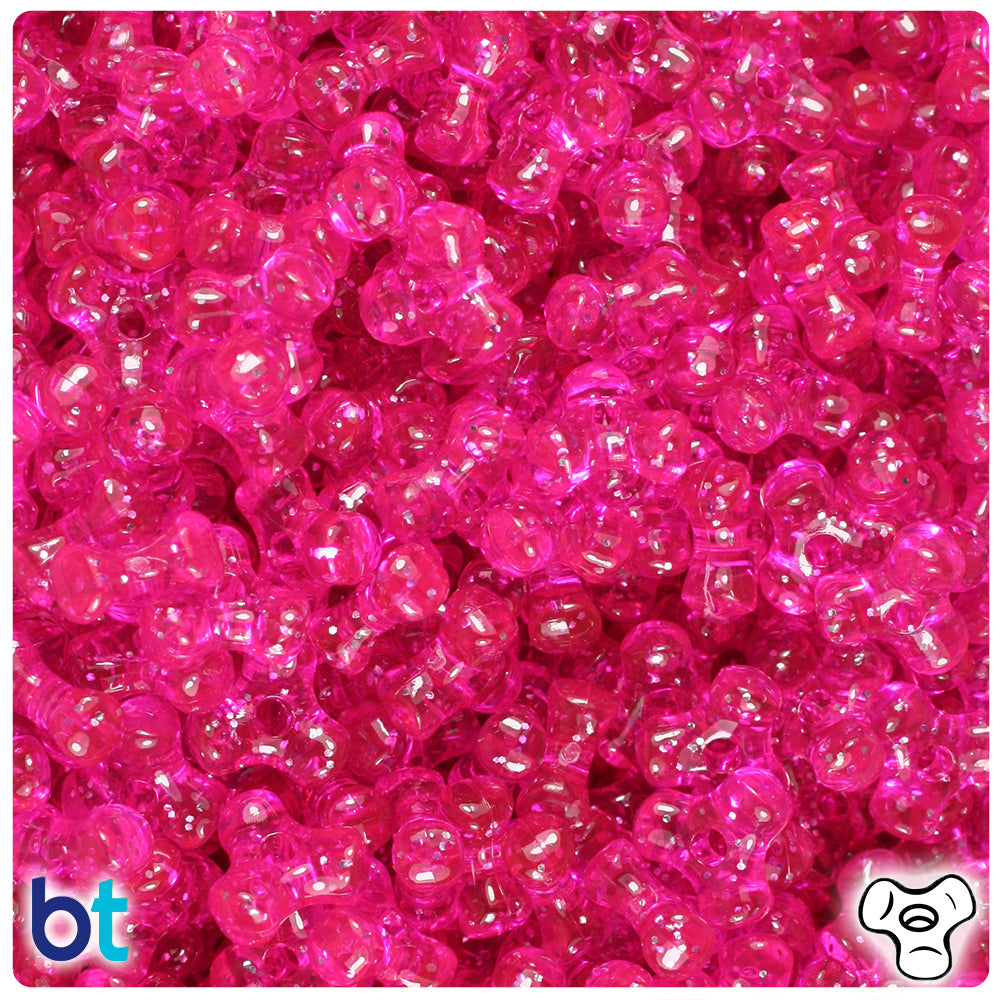 Bright Pink Sparkle 11mm TriBead Plastic Beads (500pcs)