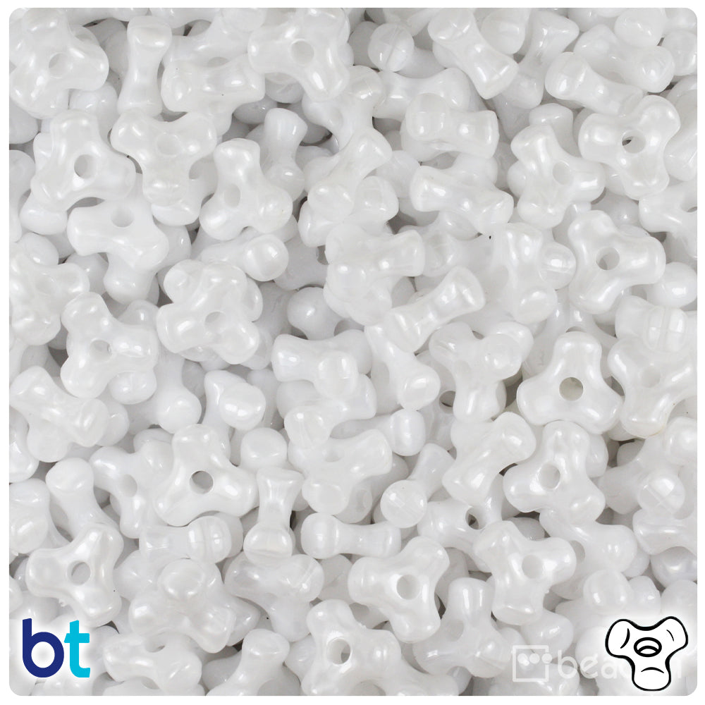 White Pearl 11mm TriBead Plastic Beads (500pcs)