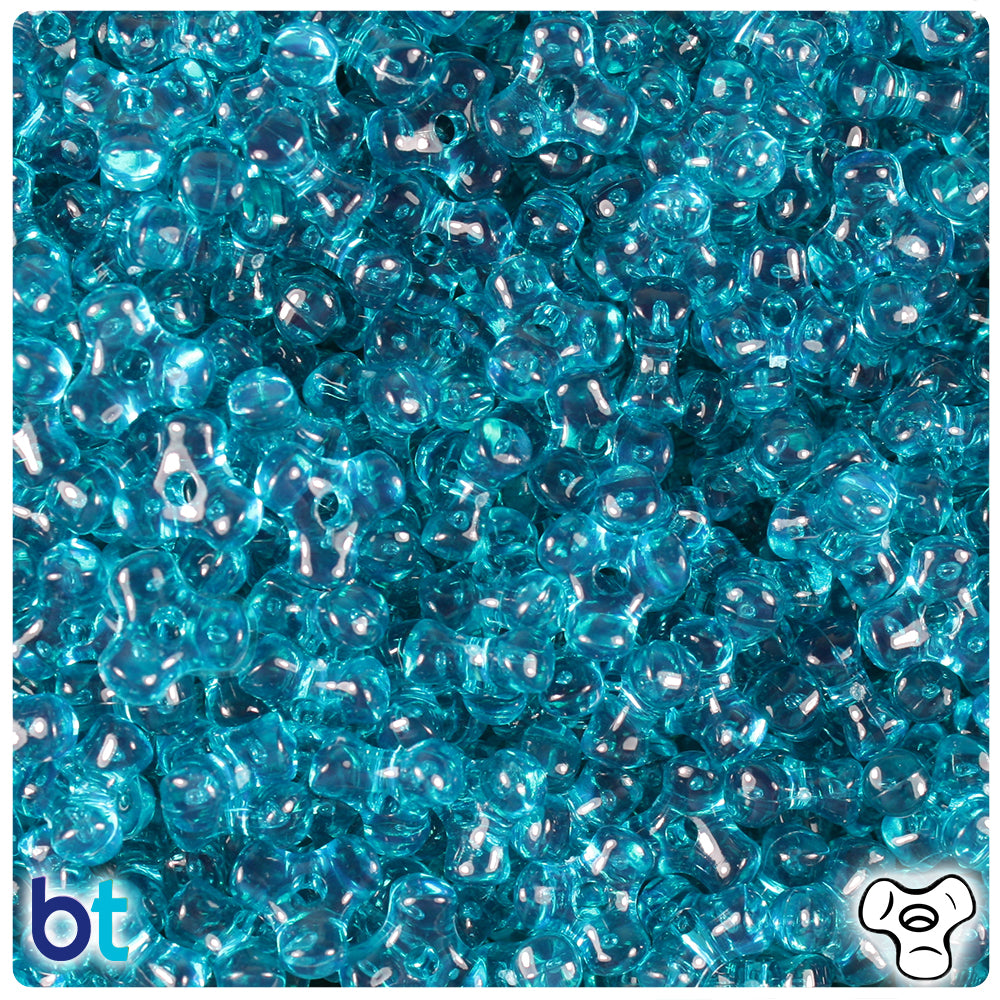 Teal Transparent 11mm TriBead Plastic Beads (500pcs)