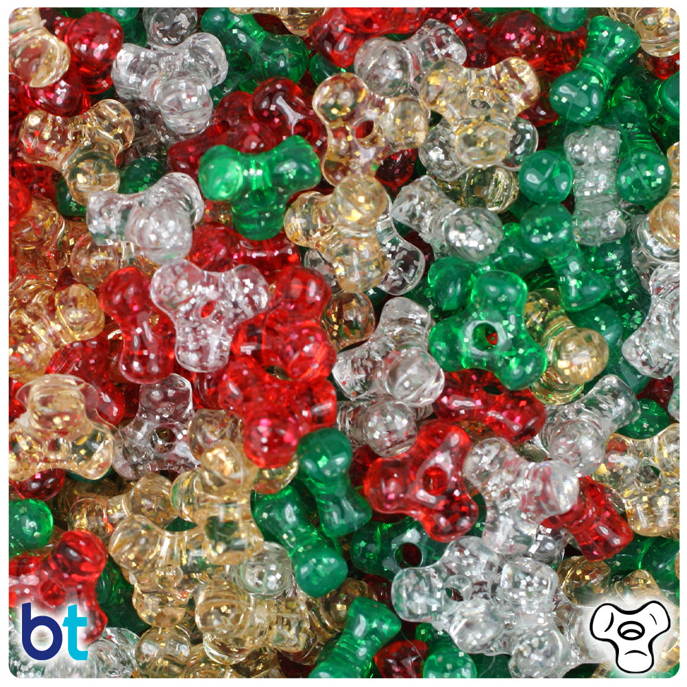Christmas Sparkle Mix 11mm TriBead Plastic Beads (500pcs)