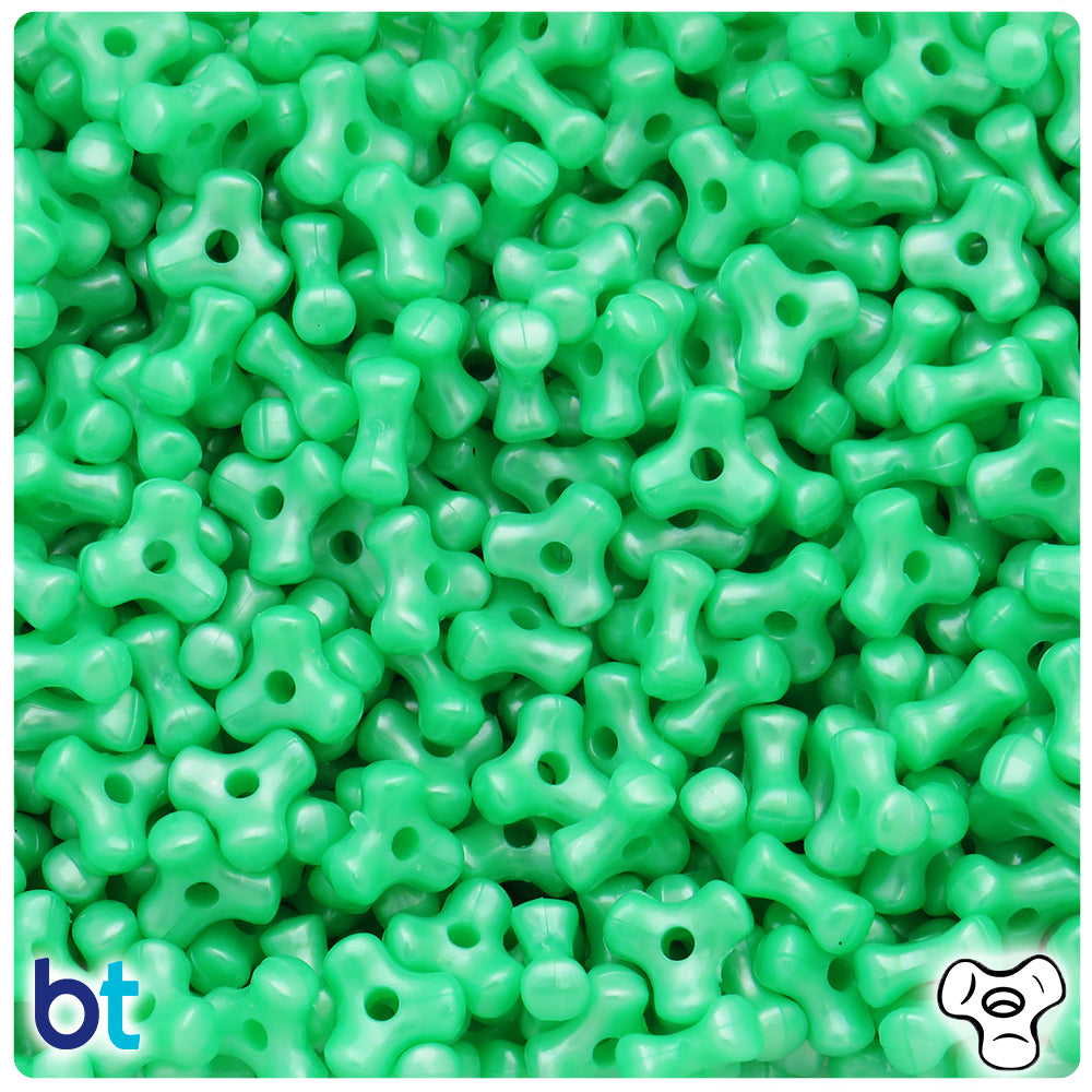 Bright Green Pearl 11mm TriBead Plastic Beads (500pcs)
