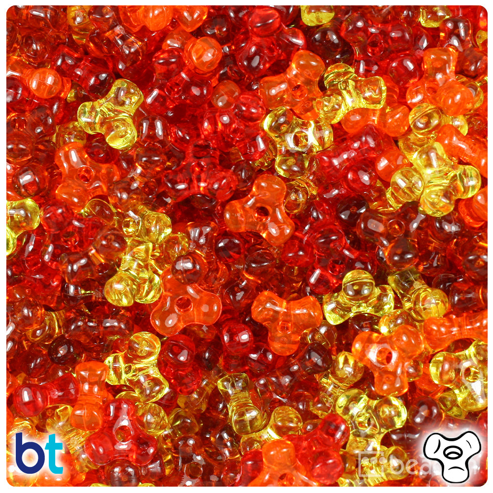 Orange & Gold Transparent Mix 11mm TriBead Plastic Beads (500pcs)