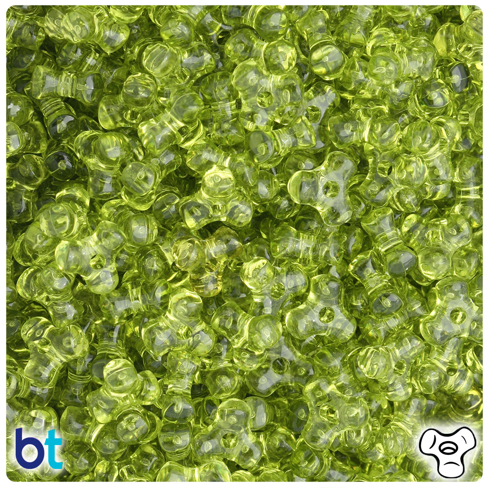 Light Avocado Transparent 11mm TriBead Plastic Beads (500pcs)