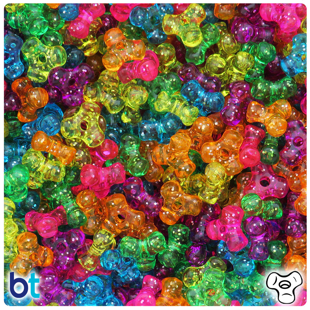 Jelly Sparkle Mix 11mm TriBead Plastic Beads (500pcs)
