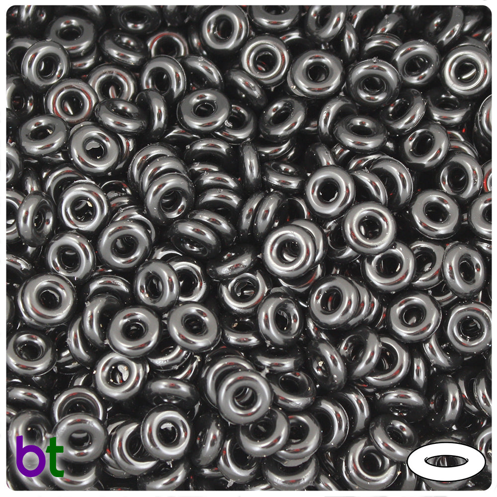Black Opaque 8mm Plastic Rings (250pcs)