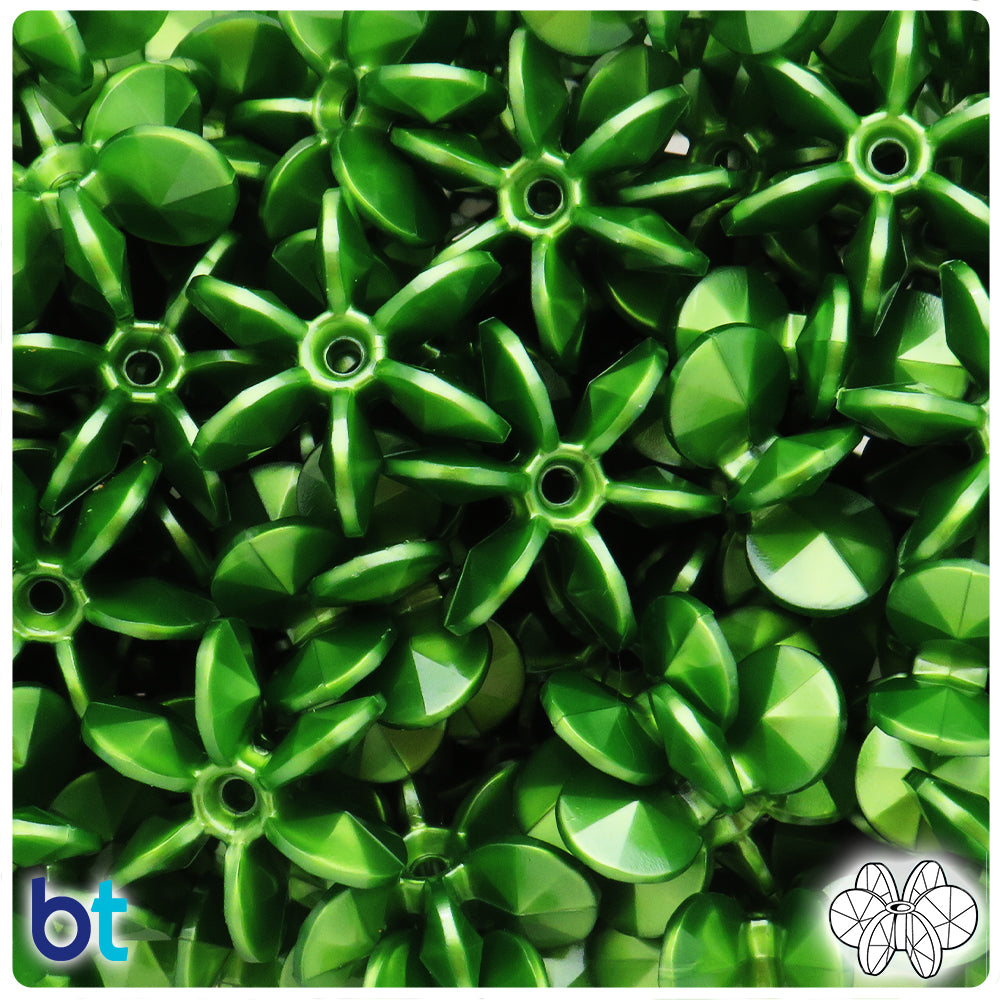 Dark Green Pearl 25mm SunBurst Plastic Beads (80pcs)