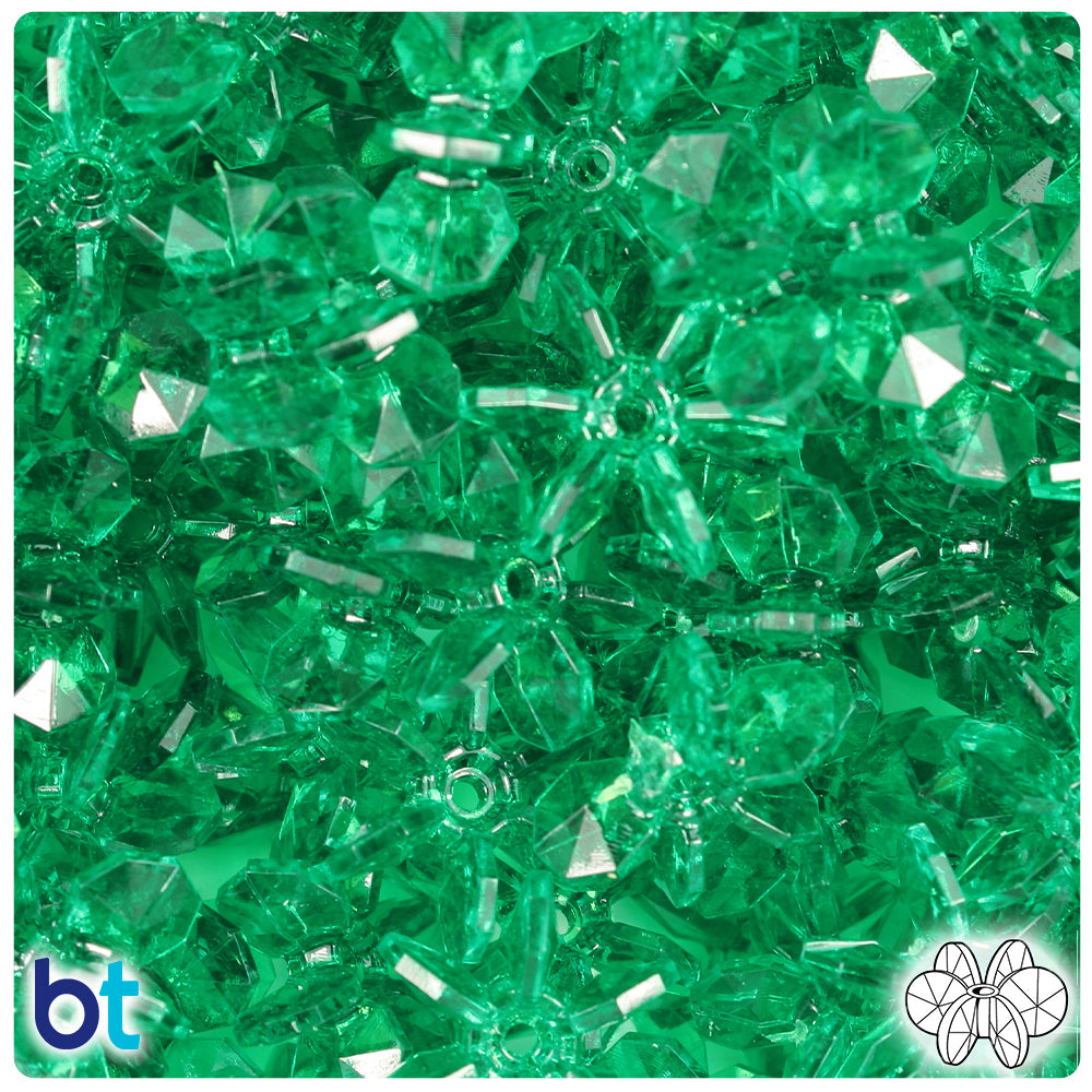Emerald Transparent 18mm SunBurst Plastic Beads (135pcs)