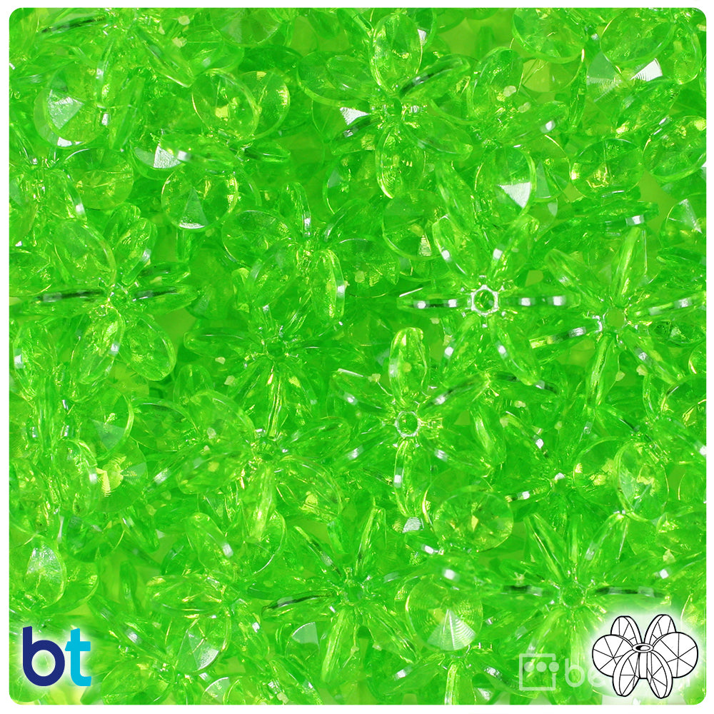 Lime Transparent 18mm SunBurst Plastic Beads (135pcs)