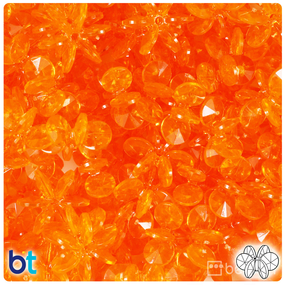 Orange Transparent 18mm SunBurst Plastic Beads (135pcs)