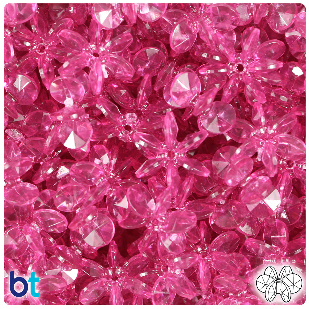 Fuchsia Transparent 18mm SunBurst Plastic Beads (135pcs)