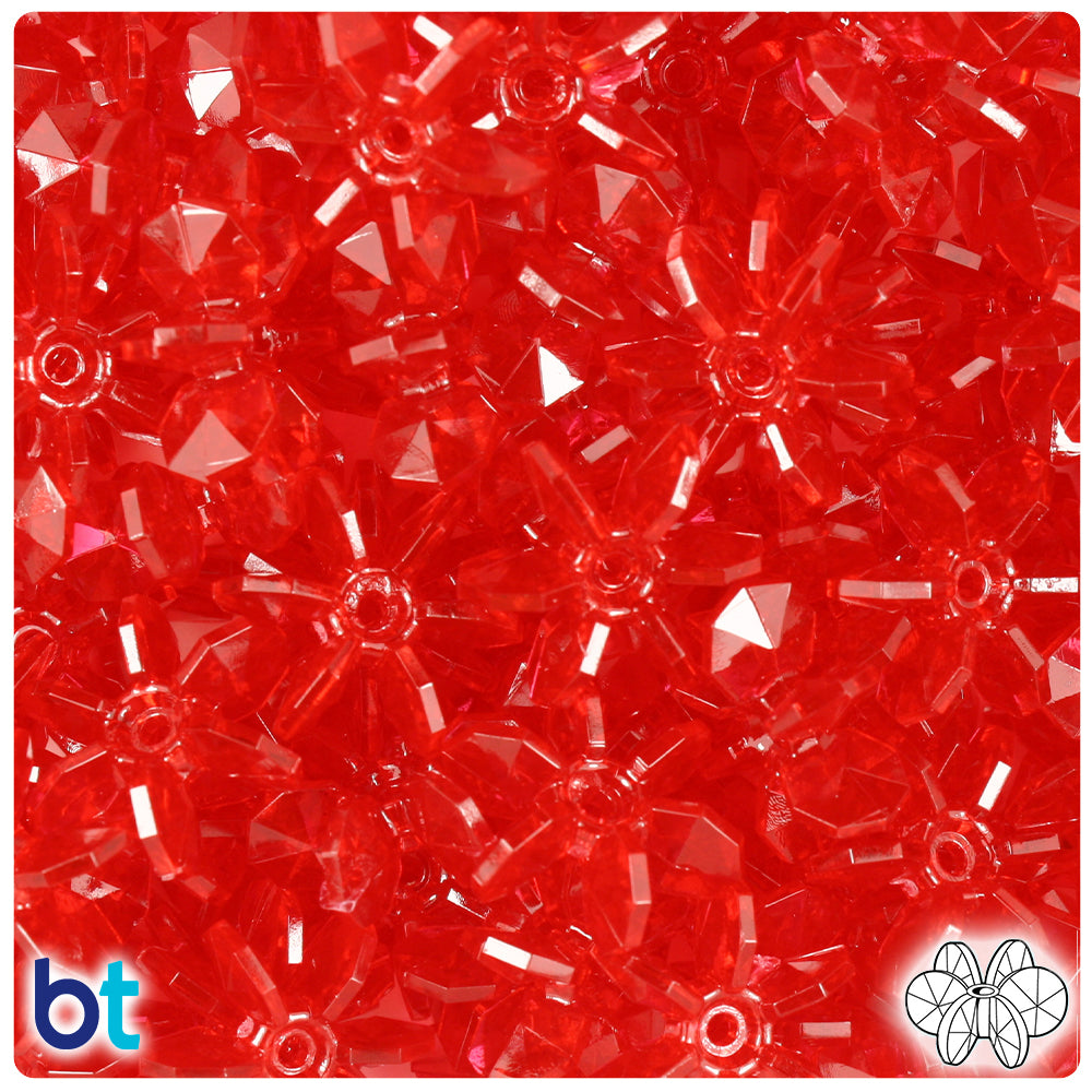 Ruby Transparent 18mm SunBurst Plastic Beads (135pcs)