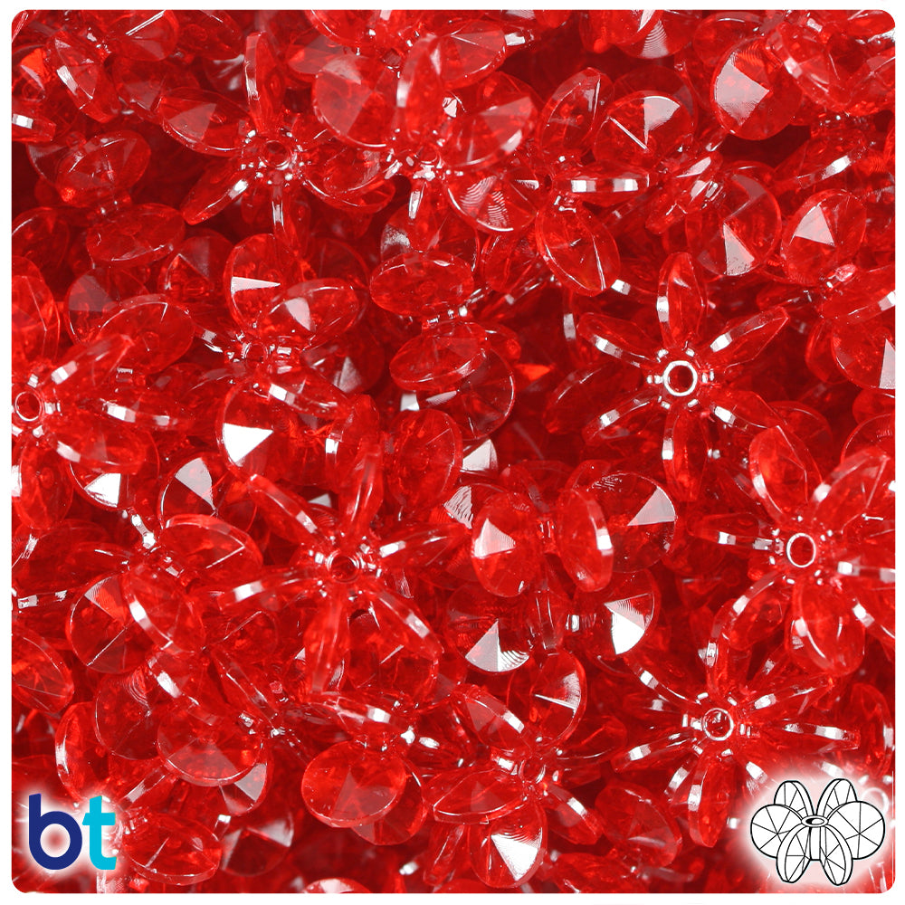Dark Ruby Transparent 18mm SunBurst Plastic Beads (135pcs)