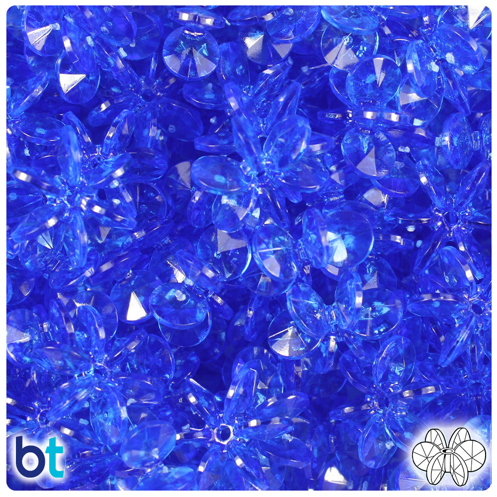 Dark Sapphire Transparent 18mm SunBurst Plastic Beads (135pcs)