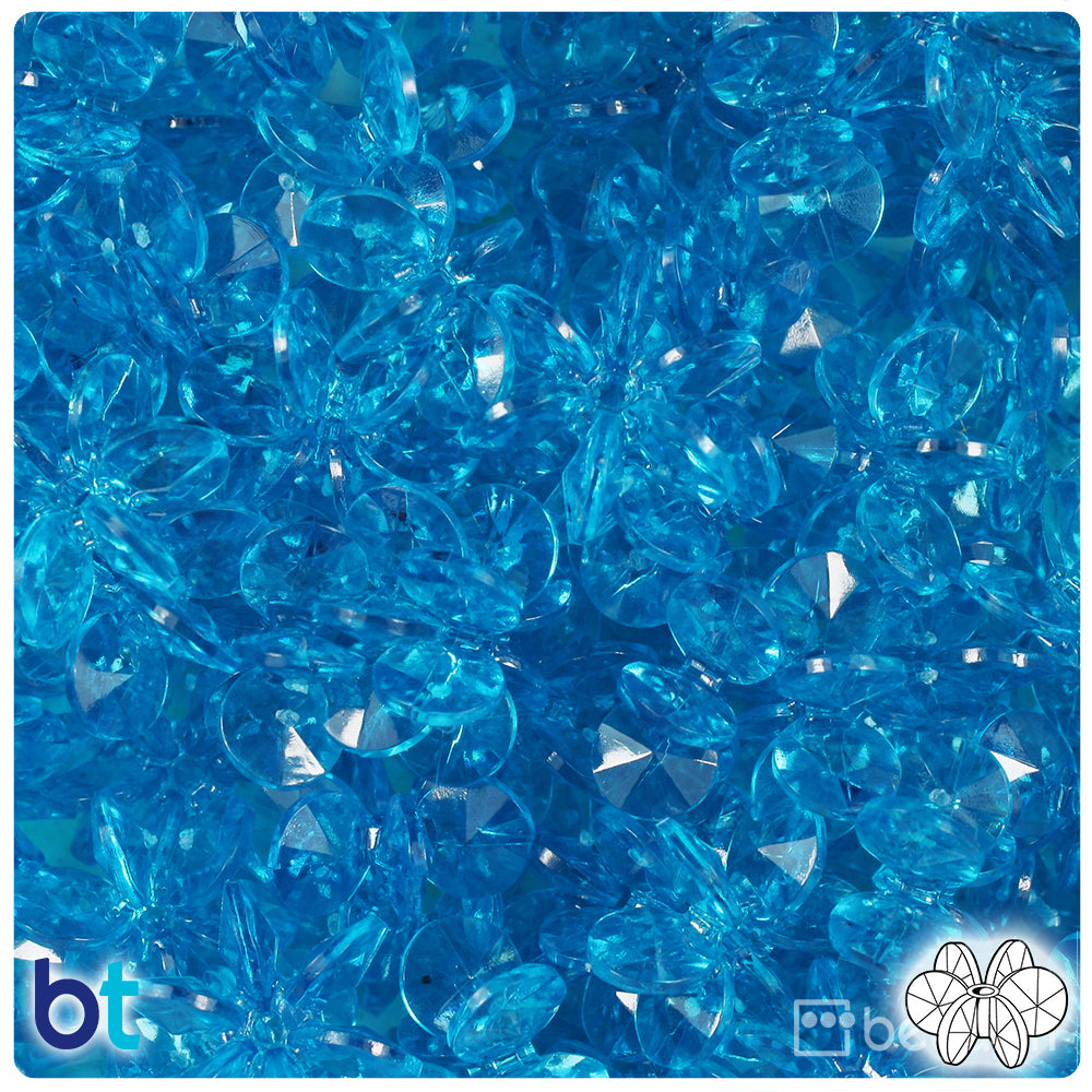 Turquoise Transparent 18mm SunBurst Plastic Beads (135pcs)