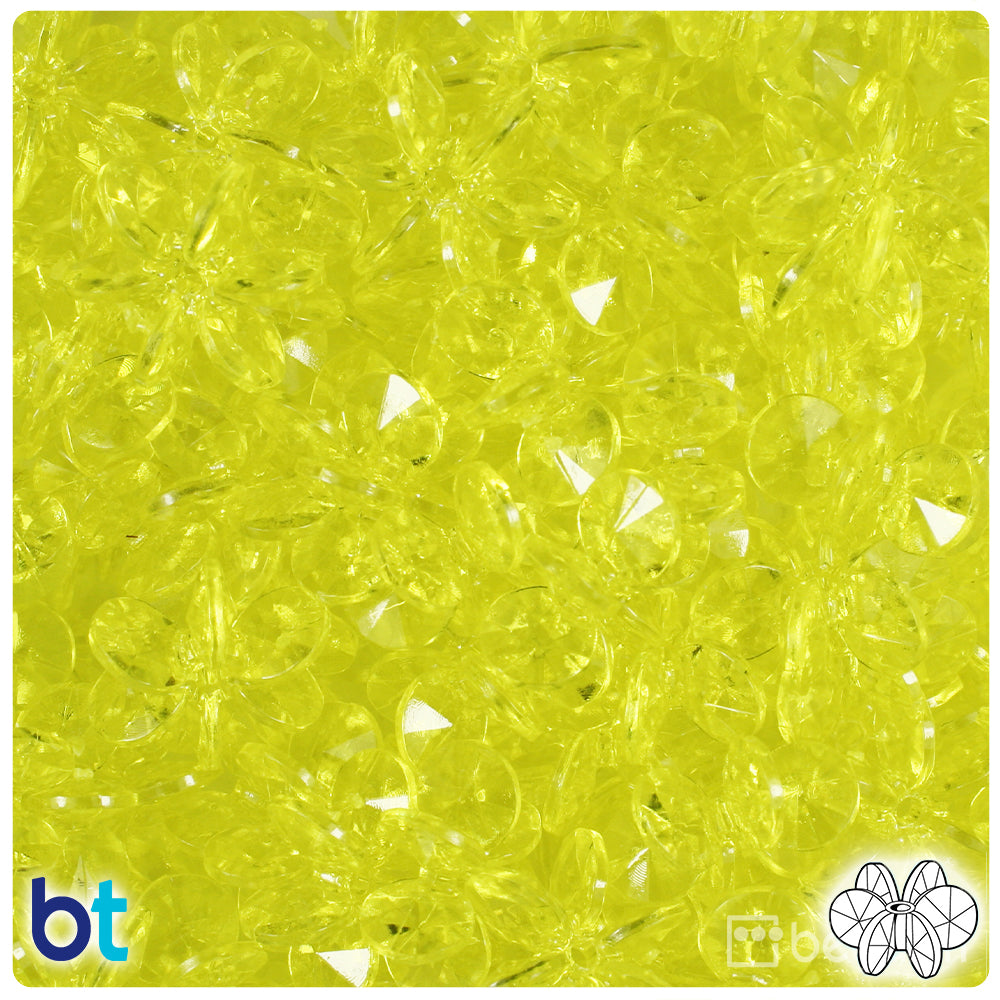 Yellow Transparent 18mm SunBurst Plastic Beads (135pcs)