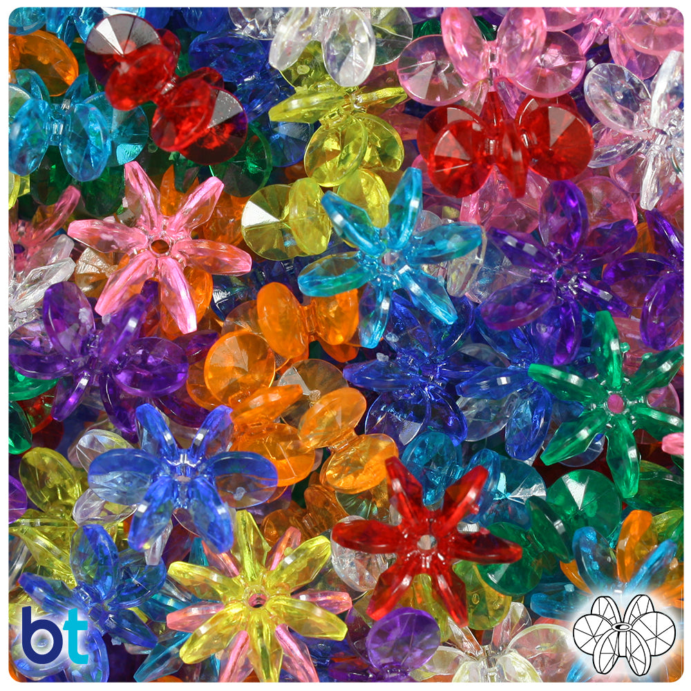 Transparent Mix 18mm SunBurst Plastic Beads (135pcs)