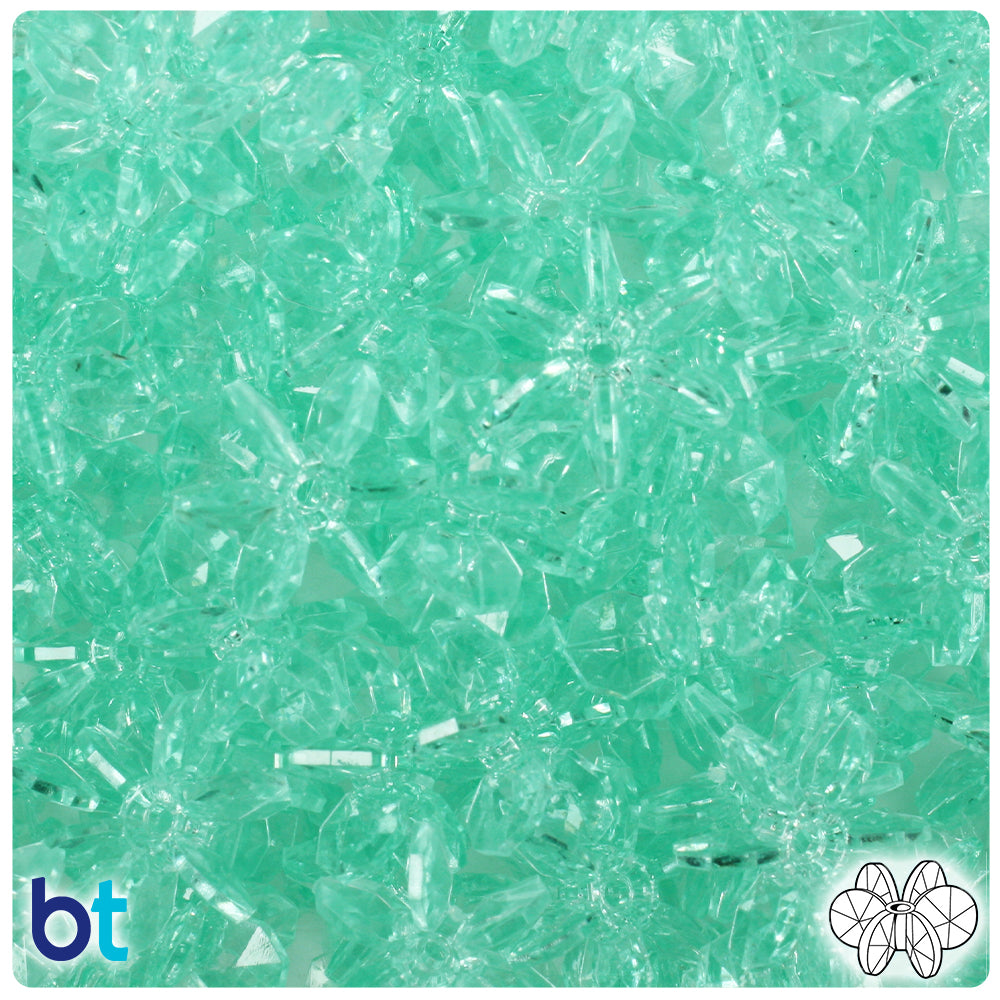 Green Aqua Transparent 18mm SunBurst Plastic Beads (135pcs)
