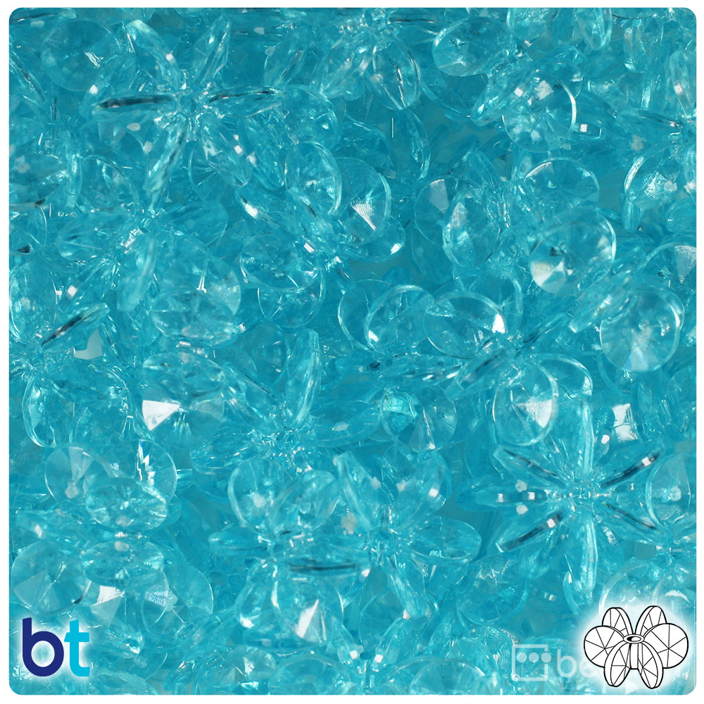 Light Turquoise Transparent 18mm SunBurst Plastic Beads (135pcs)