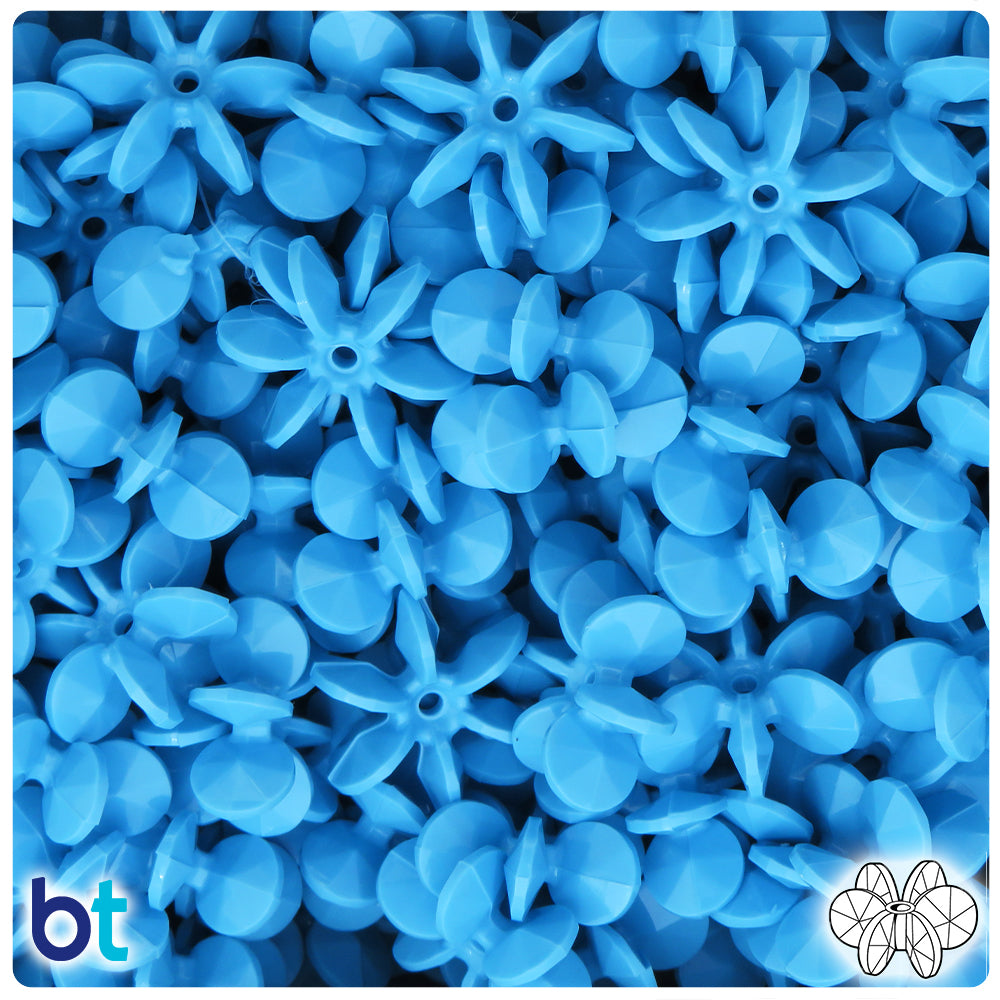 Baby Blue Opaque 18mm SunBurst Plastic Beads (135pcs)