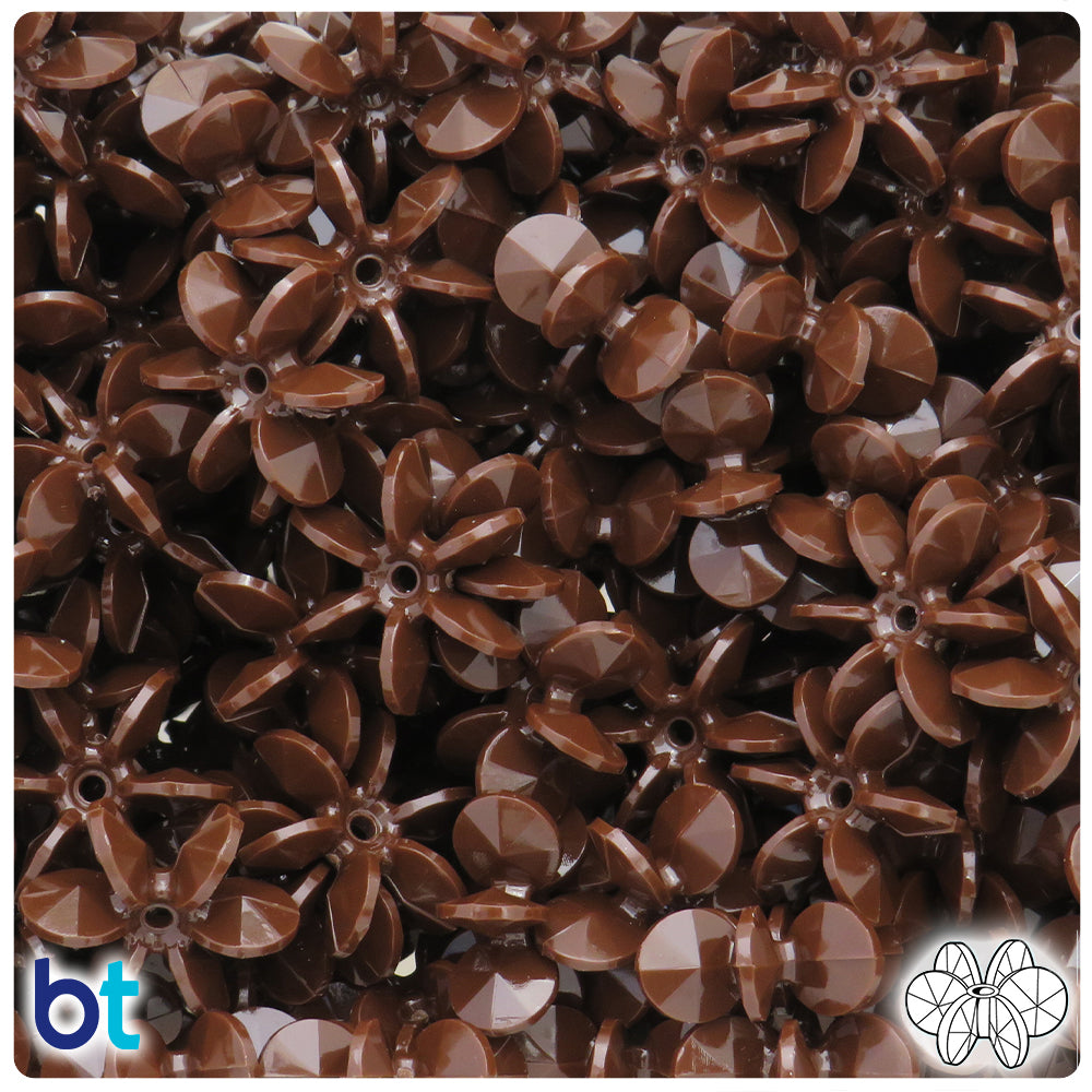 Chocolate Opaque 18mm SunBurst Plastic Beads (135pcs)