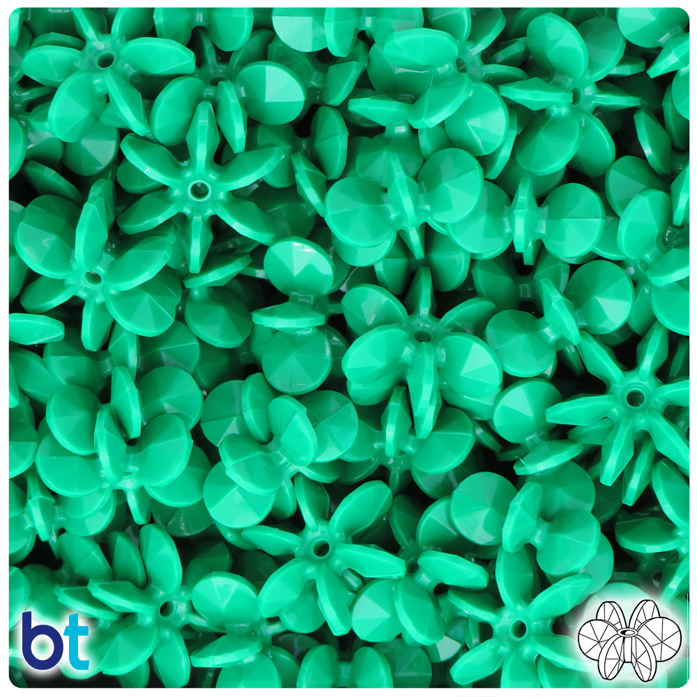 Green Opaque 18mm SunBurst Plastic Beads (135pcs)