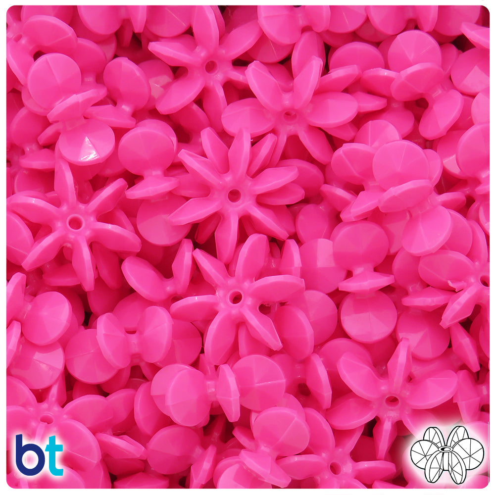 Dark Pink Opaque 18mm SunBurst Plastic Beads (135pcs)