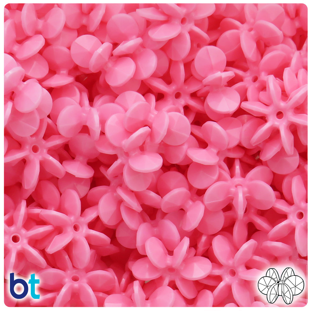 Baby Pink Opaque 18mm SunBurst Plastic Beads (135pcs)