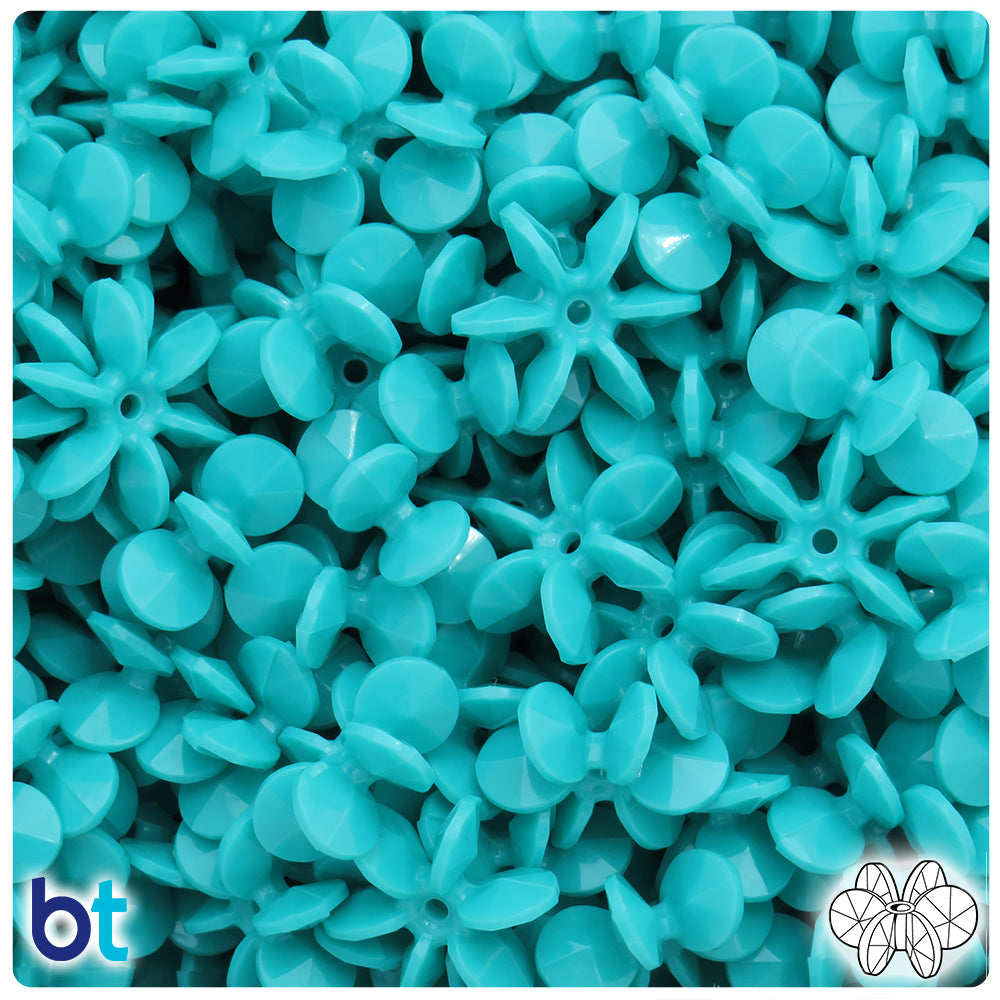 Light Turquoise Opaque 18mm SunBurst Plastic Beads (135pcs)