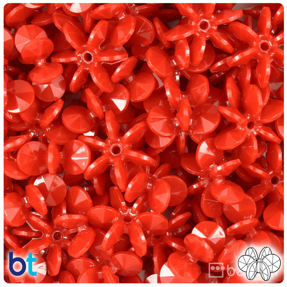 Red Opaque 18mm SunBurst Plastic Beads (135pcs)