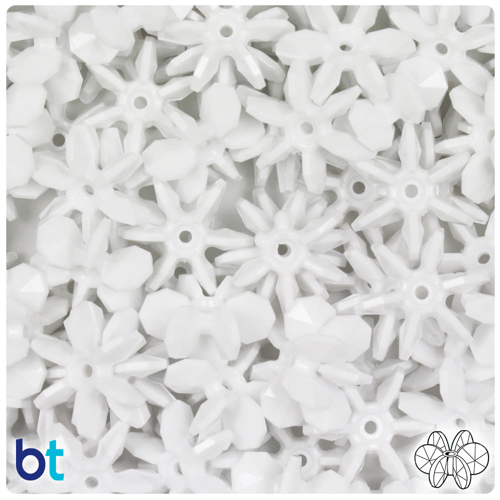 White Opaque 18mm SunBurst Plastic Beads (135pcs)