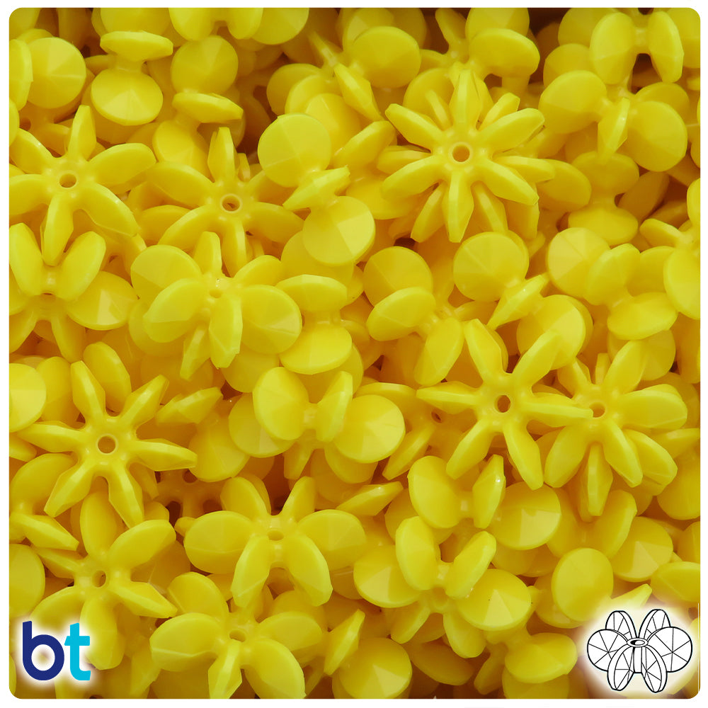 Yellow Opaque 18mm SunBurst Plastic Beads (135pcs)