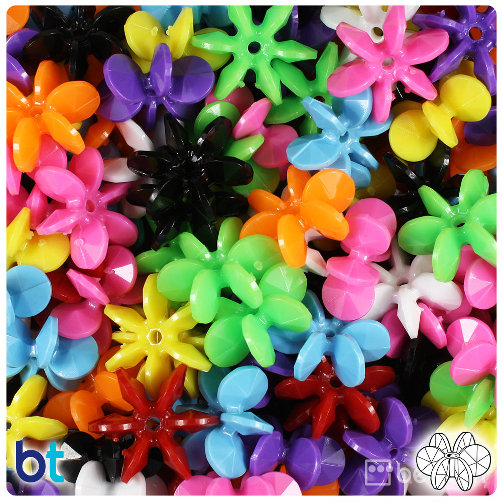 Opaque Mix 18mm SunBurst Plastic Beads (135pcs)