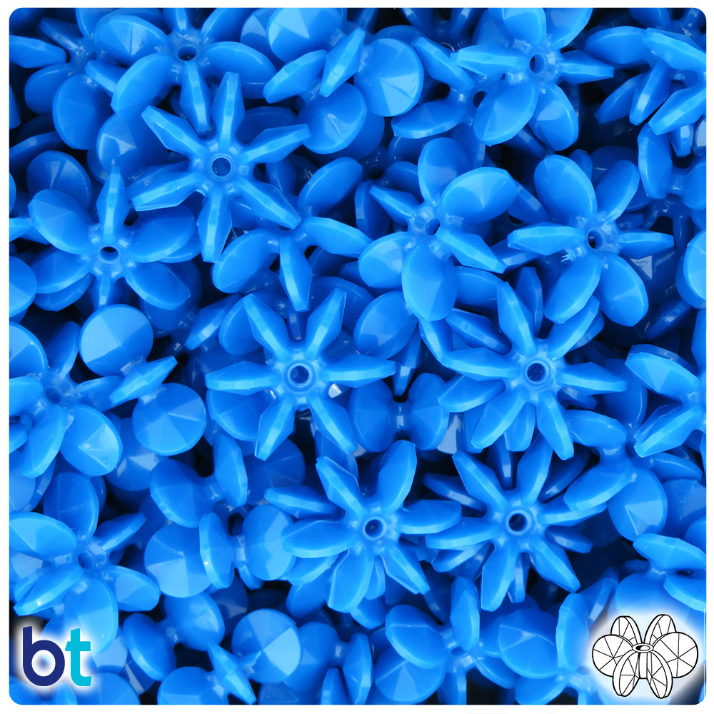 True Blue Neon Bright 18mm SunBurst Plastic Beads (135pcs)