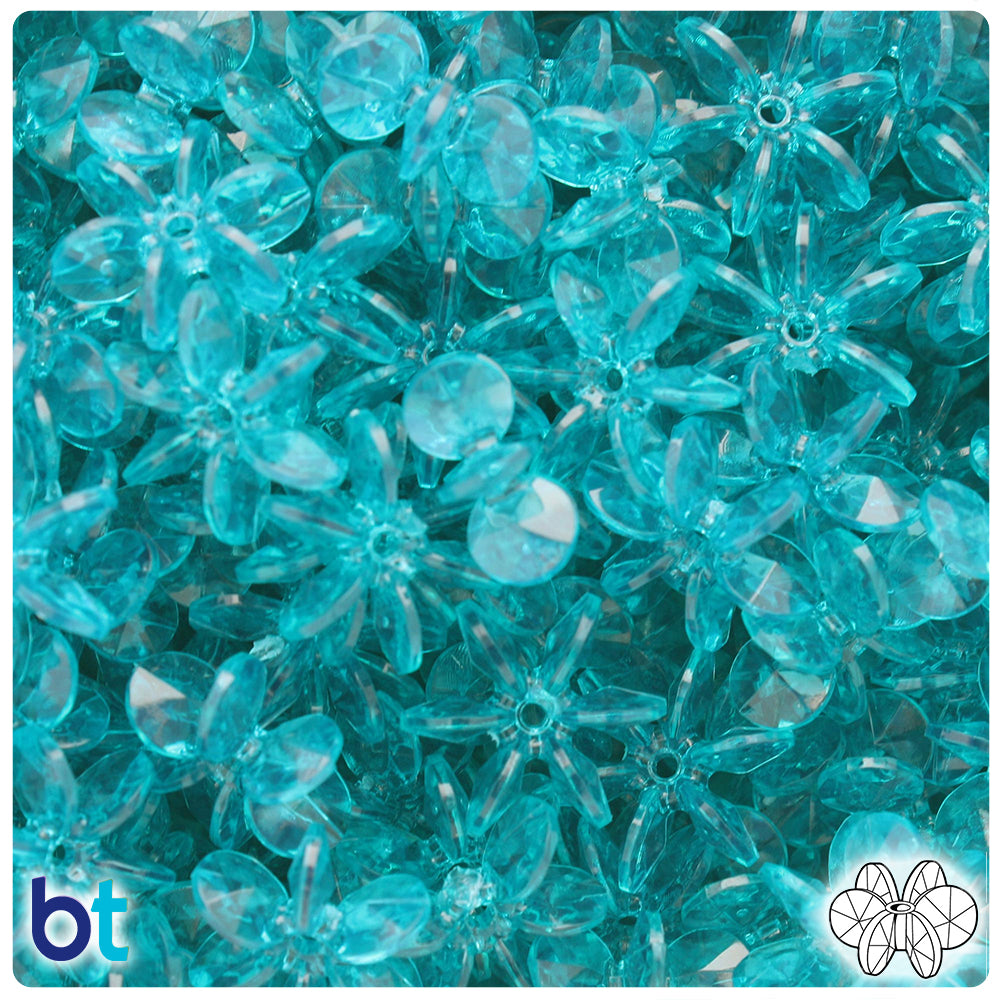 Teal Transparent 18mm SunBurst Plastic Beads (135pcs)